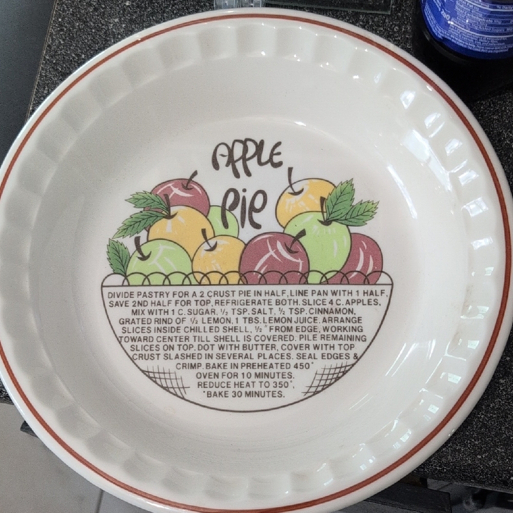 Apple Pie Recipe Ceramic Pie Plate